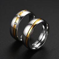New Fashion Geometric Inlaid Zircon Stainless Steel Ring Wholesale Nihaojewelry main image 3