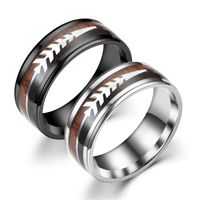 Fashion New Two-color Wood Grain Arrow Titanium Steel Ring Wholesale Nihaojewelry main image 1