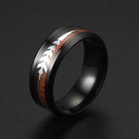 Fashion New Two-color Wood Grain Arrow Titanium Steel Ring Wholesale Nihaojewelry main image 5