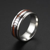 Fashion New Two-color Wood Grain Arrow Titanium Steel Ring Wholesale Nihaojewelry main image 6