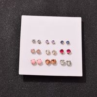 Korean Multicolor Rhinestone 9 Pairs Earrings Set Wholesale Nihaojewelry main image 1