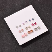 Korean Multicolor Rhinestone 9 Pairs Earrings Set Wholesale Nihaojewelry main image 3