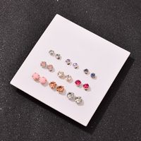 Korean Multicolor Rhinestone 9 Pairs Earrings Set Wholesale Nihaojewelry main image 4
