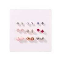 Korean Multicolor Rhinestone 9 Pairs Earrings Set Wholesale Nihaojewelry main image 6