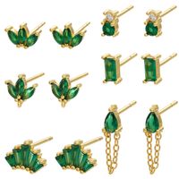 Retro Geometric Green Gemstones Diamond Copper Earrings Wholesale Nihaojewelry main image 2