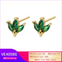 Retro Geometric Green Gemstones Diamond Copper Earrings Wholesale Nihaojewelry main image 5