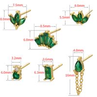 Rétro Géométrique Vert Pierres Précieuses Diamant Cuivre Boucles D'oreilles En Gros Nihaojewelry main image 4