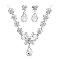 Fashion Wedding Flower Water Drop Butterfly Earrings Necklace Set Wholesale Nihaojewelry main image 1