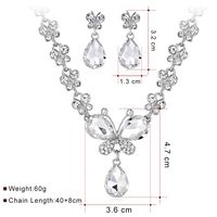 Fashion Wedding Flower Water Drop Butterfly Earrings Necklace Set Wholesale Nihaojewelry main image 3
