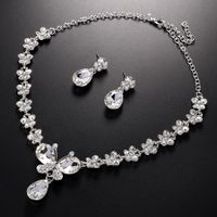 Fashion Wedding Flower Water Drop Butterfly Earrings Necklace Set Wholesale Nihaojewelry main image 5