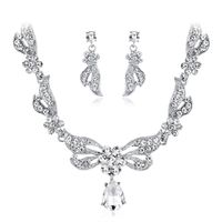 Fashion White Hollow Flower Bridal Earrings Necklace Set Wholesale Nihaojewelry main image 2