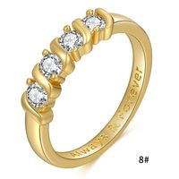 European And American Simple Style New Ring Zircon Ring Female Copper Plated 18k Gold Jewelry Spot sku image 3