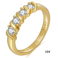 European And American Simple Style New Ring Zircon Ring Female Copper Plated 18k Gold Jewelry Spot sku image 5