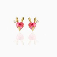 Fashion Animal Brass Artificial Gemstones Earrings Ear Studs sku image 2