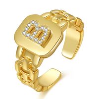 Serie De Letras De Moda Plateado Anillo Abierto De Cobre De Oro Real Al Por Mayor Nihaojewelry sku image 2