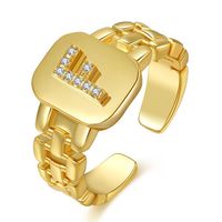 Fashion Letter Series Plated Real Gold Copper Open Ring Wholesale Nihaojewelry sku image 6