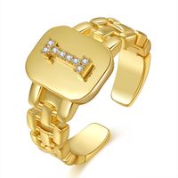 Fashion Letter Series Plated Real Gold Copper Open Ring Wholesale Nihaojewelry sku image 9