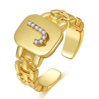 Fashion Letter Series Plated Real Gold Copper Open Ring Wholesale Nihaojewelry sku image 10