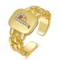 Fashion Letter Series Plated Real Gold Copper Open Ring Wholesale Nihaojewelry sku image 16