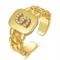 Fashion Letter Series Plated Real Gold Copper Open Ring Wholesale Nihaojewelry sku image 19