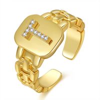 Fashion Letter Series Plated Real Gold Copper Open Ring Wholesale Nihaojewelry sku image 20
