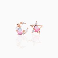 Retro Star Moon Gold Plated Copper Earrings Wholesale Nihaojewelry sku image 2