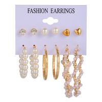 Korean Pearl Heart C-shape Earrings Wholesale Nihaojewelry sku image 1