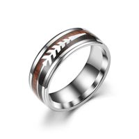 Fashion New Two-color Wood Grain Arrow Titanium Steel Ring Wholesale Nihaojewelry sku image 1