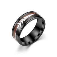 Fashion New Two-color Wood Grain Arrow Titanium Steel Ring Wholesale Nihaojewelry sku image 9