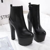 Wasserplattform Dicke High-heel-seitenreißverschluss Kurze Stiefel Großhandel Nihaojewelry sku image 4