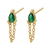 Retro Geometric Green Gemstones Diamond Copper Earrings Wholesale Nihaojewelry sku image 5