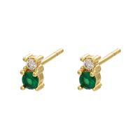 Retro Geometric Green Gemstones Diamond Copper Earrings Wholesale Nihaojewelry sku image 2