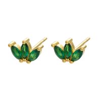 Retro Geometric Green Gemstones Diamond Copper Earrings Wholesale Nihaojewelry sku image 3