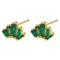 Retro Geometric Green Gemstones Diamond Copper Earrings Wholesale Nihaojewelry sku image 6