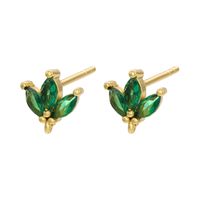 Retro Geometric Green Gemstones Diamond Copper Earrings Wholesale Nihaojewelry sku image 4