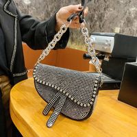 Korean New Fashion Diamond-studded Saddle Shoulder Chain Small Bag Wholesale Nihaojewelry main image 2