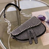 Korean New Fashion Diamond-studded Saddle Shoulder Chain Small Bag Wholesale Nihaojewelry main image 6