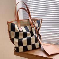Fashion Large-capacity Canvas Shoulder Tote Checkered Bag Wholesale Nihaojewelry main image 6