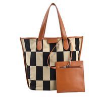 Fashion Large-capacity Canvas Shoulder Tote Checkered Bag Wholesale Nihaojewelry main image 3