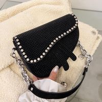 Korean New Fashion Diamond-studded Saddle Shoulder Chain Small Bag Wholesale Nihaojewelry sku image 1
