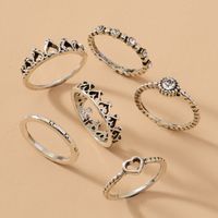 Crown Peach Heart Alloy Ring Set Wholesale Nihaojewelry main image 5