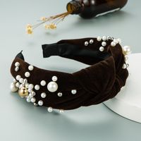 Velvet Inlaid Pearl Knotted Headband Wholesale Nihaojewelry main image 1