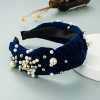 Velvet Inlaid Pearl Knotted Headband Wholesale Nihaojewelry sku image 2