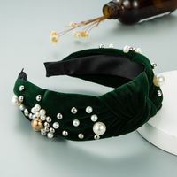 Velvet Inlaid Pearl Knotted Headband Wholesale Nihaojewelry sku image 3