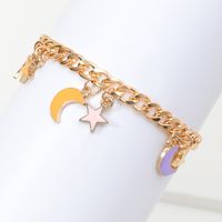New Alloy Drop Oil Five-pointed Star Moon Pendent Bracelet Wholesale Nihaojewelry main image 2