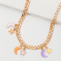 New Alloy Drop Oil Five-pointed Star Moon Pendent Bracelet Wholesale Nihaojewelry main image 5