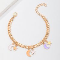New Alloy Drop Oil Five-pointed Star Moon Pendent Bracelet Wholesale Nihaojewelry sku image 1