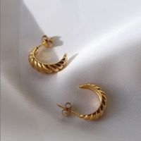 Wholesale Jewelry Croissant Twisted Thread C-shaped Copper Stud Earrings Nihaojewelry main image 5