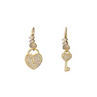 Wholesale Jewelry Heart Key Pendant Copper Inlaid Zircon Asymmetrical Earrings Nihaojewelry main image 6