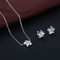 Fashion Flower Diamond Necklace Earring Titanium Steel Set Wholesale Nihaojewelry main image 3